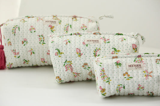 'SPRINKLED JOY' printed travel/makeup zipper pouch-set of 3