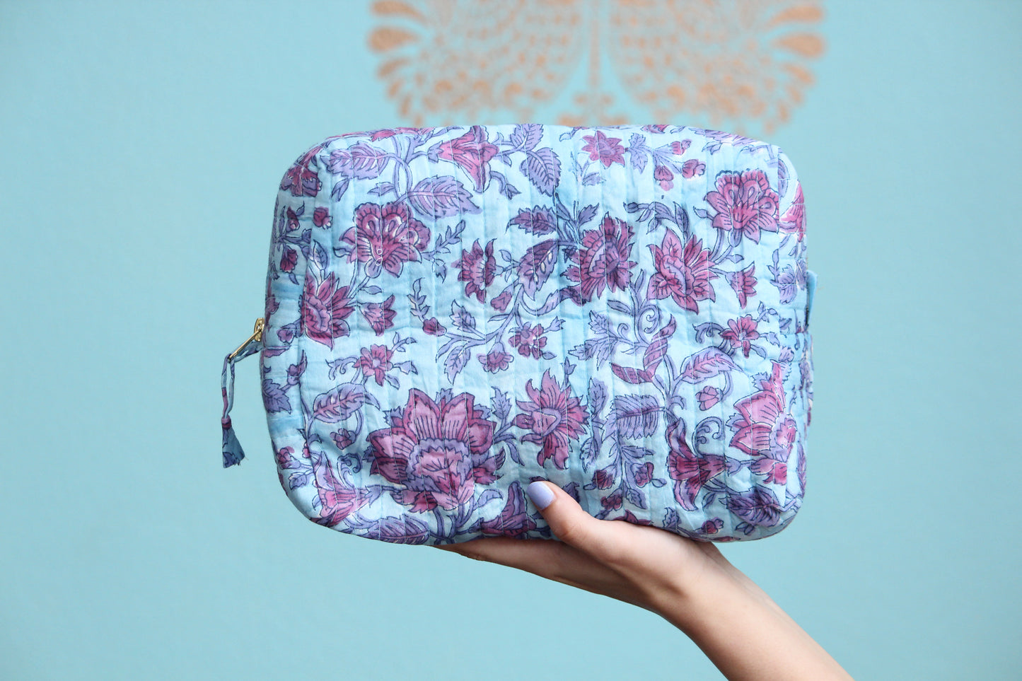 'Berry beautiful' printed toiletry/makeup zipper pouch