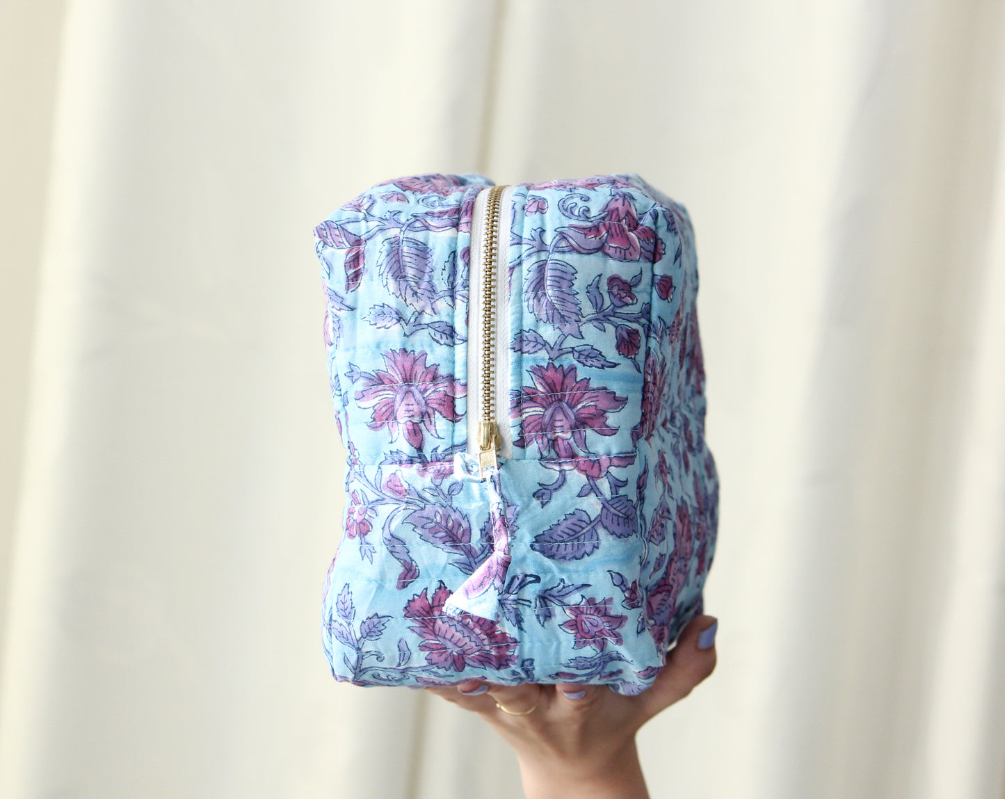 'Berry beautiful' printed toiletry/makeup zipper pouch