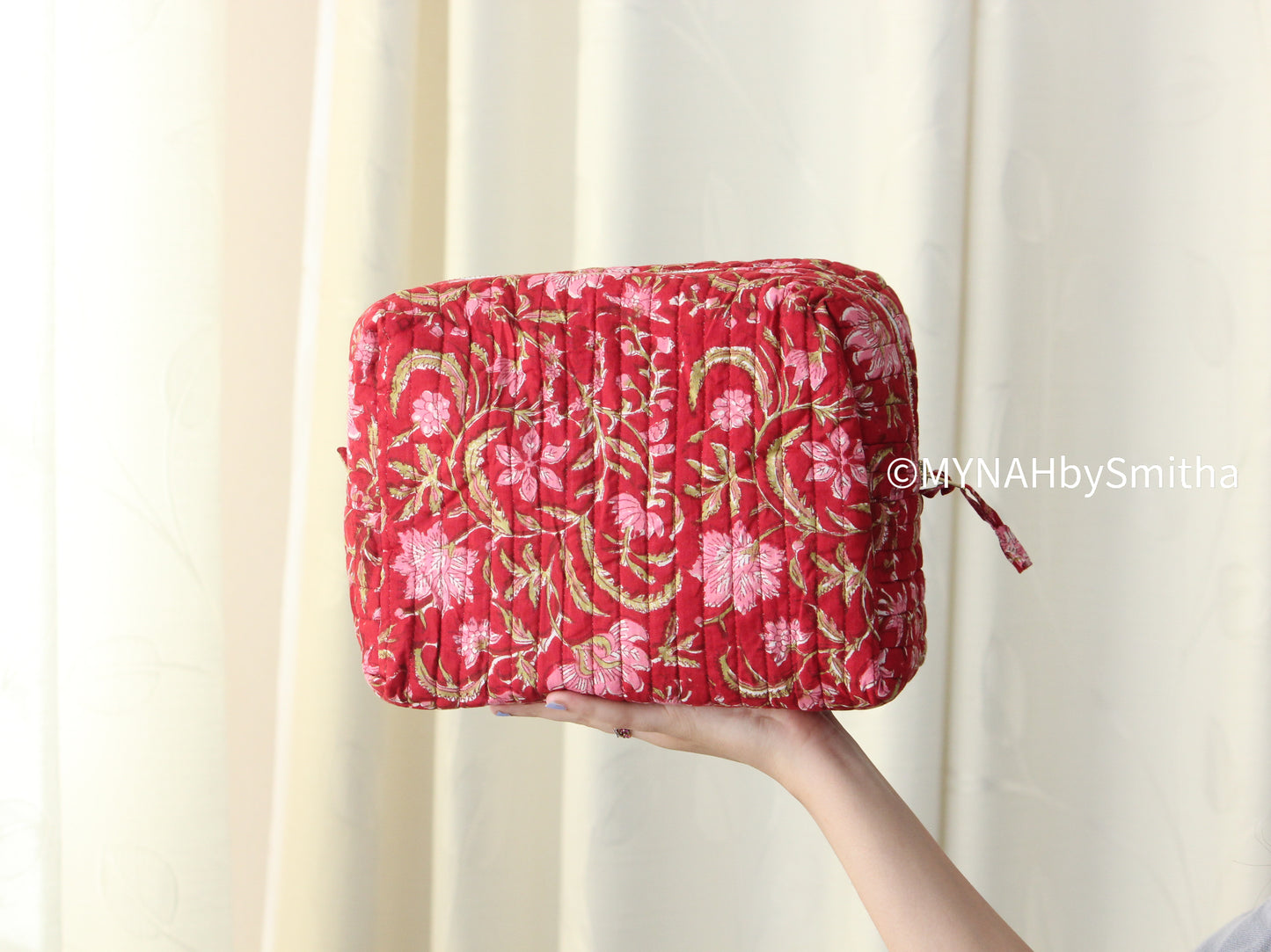 'Scarlet' printed toiletry/makeup zipper pouch