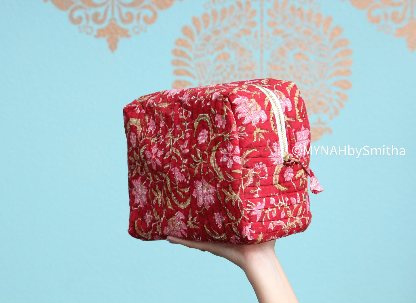 'Scarlet' printed toiletry/makeup zipper pouch