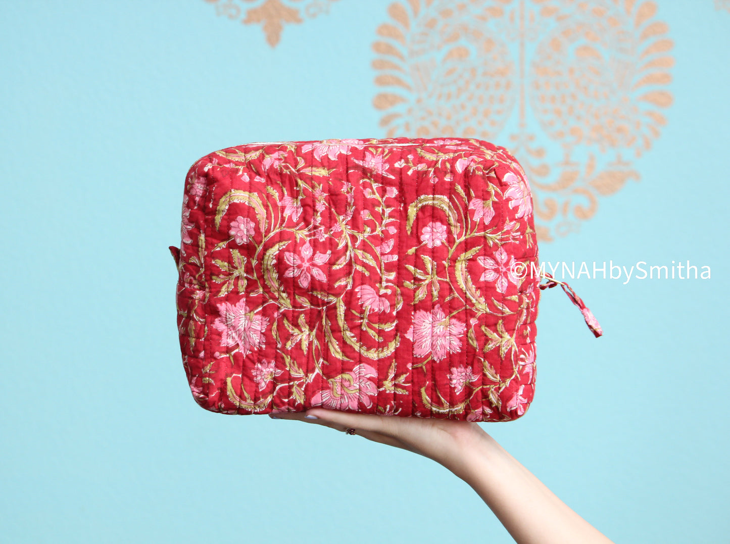 'Scarlet' printed toiletry/makeup zipper pouch