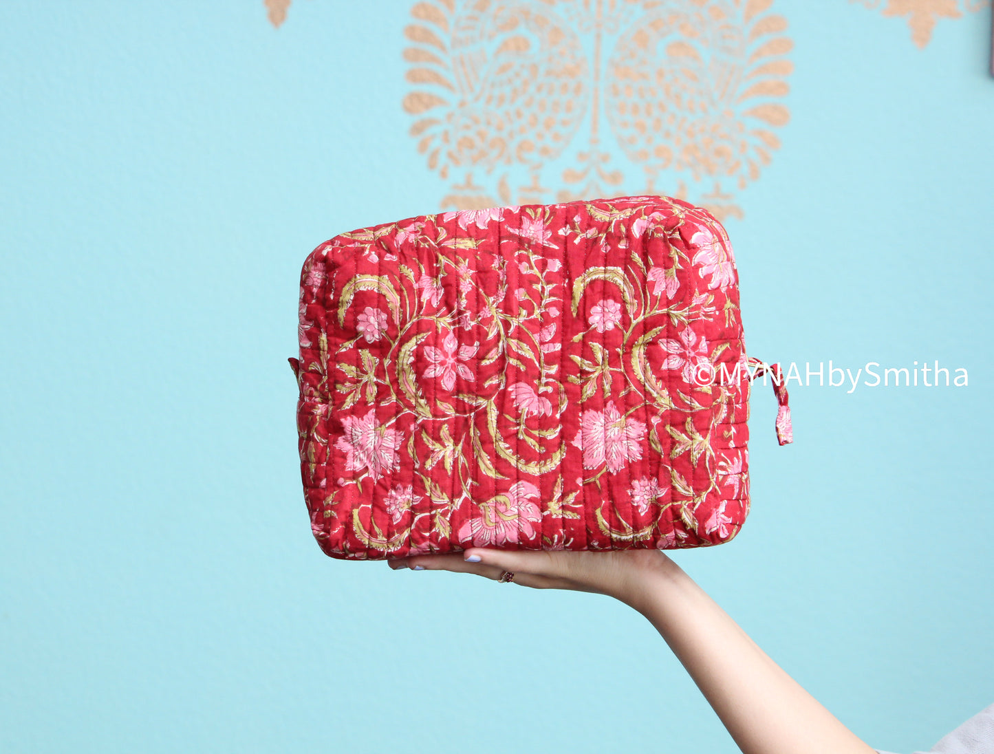 'Scarlet' printed toiletry/makeup zipper pouch